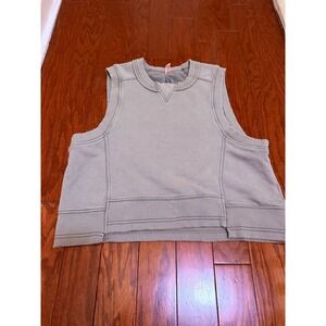Free People FP Movement Sweatshirt Vest Sage Green Cropped Fleece Sleeveless S